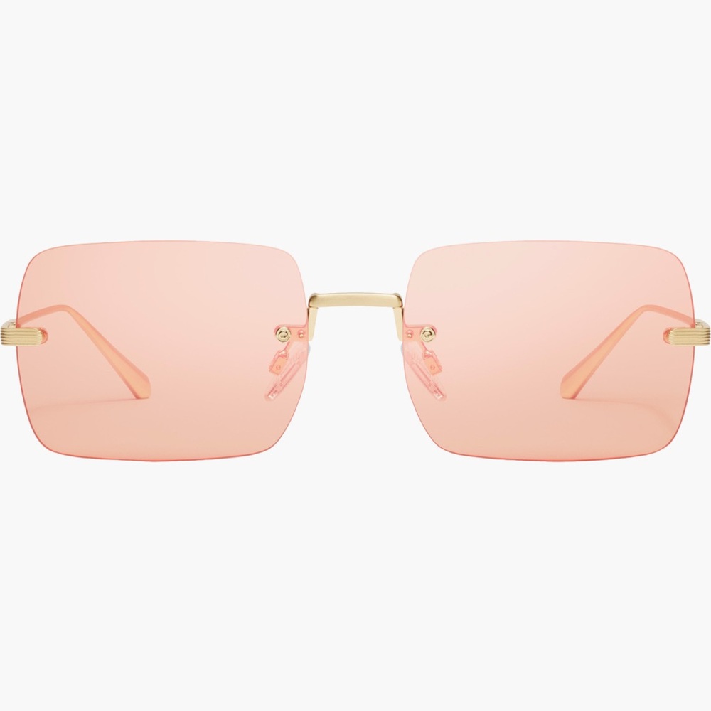 Quay Australia Rimless Square Sunglasses in Pink with Gold Bridge NWT wQuaycase